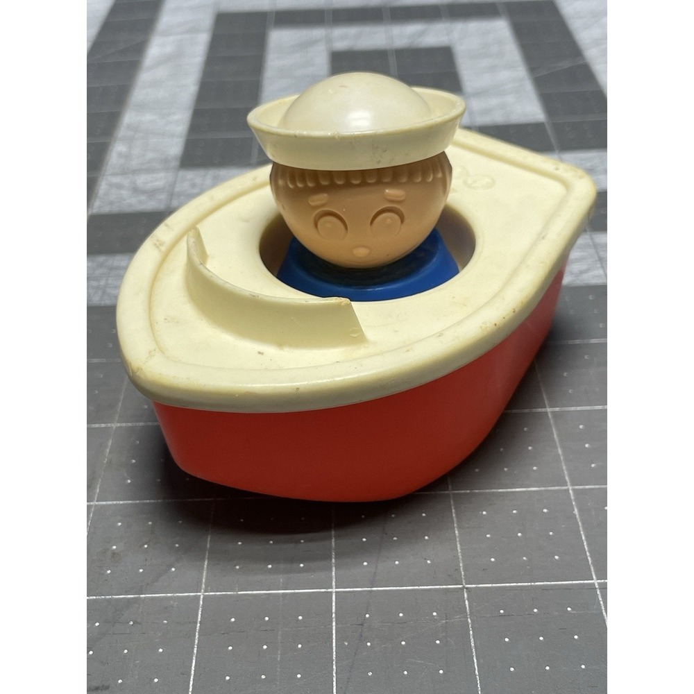Fisher Price Orange Boat Tupperware Blue Sailor 1984